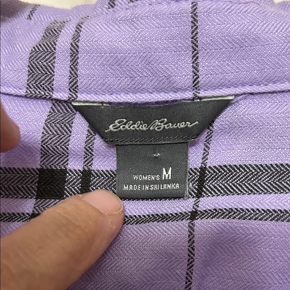 Eddie Bauer Lavender Plaid Shirt Women’s Button-down Short Sleeve lightweight M - Picture 2 of 9